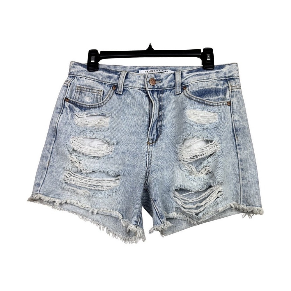 Celebrity Pink Distressed Denim Shorts Size 27 Women's Juniors Light Wash Frayed
